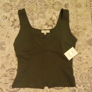Olive Green Button-Front Camisole Tank Top